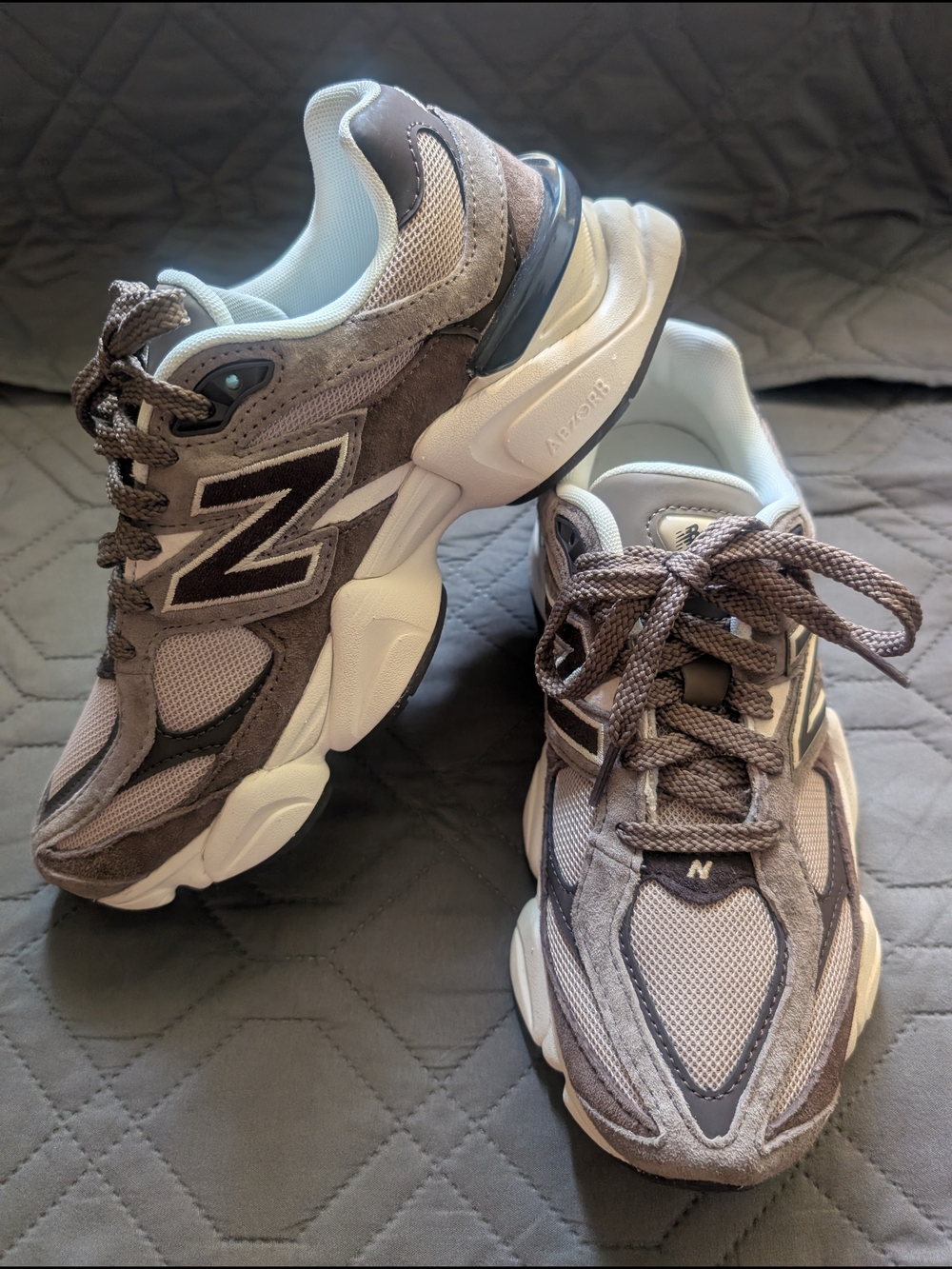 New Balance Taupe and White Suede Mesh Sneakers women's Size 8